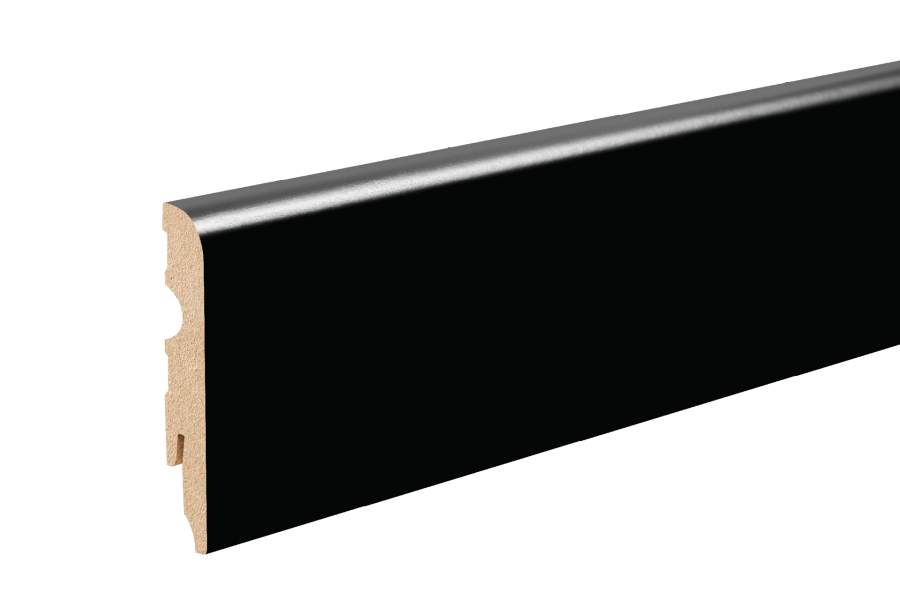 Cezar MDF 80mm Sleek fekete lakkozott, 80x13mm, 2,2M