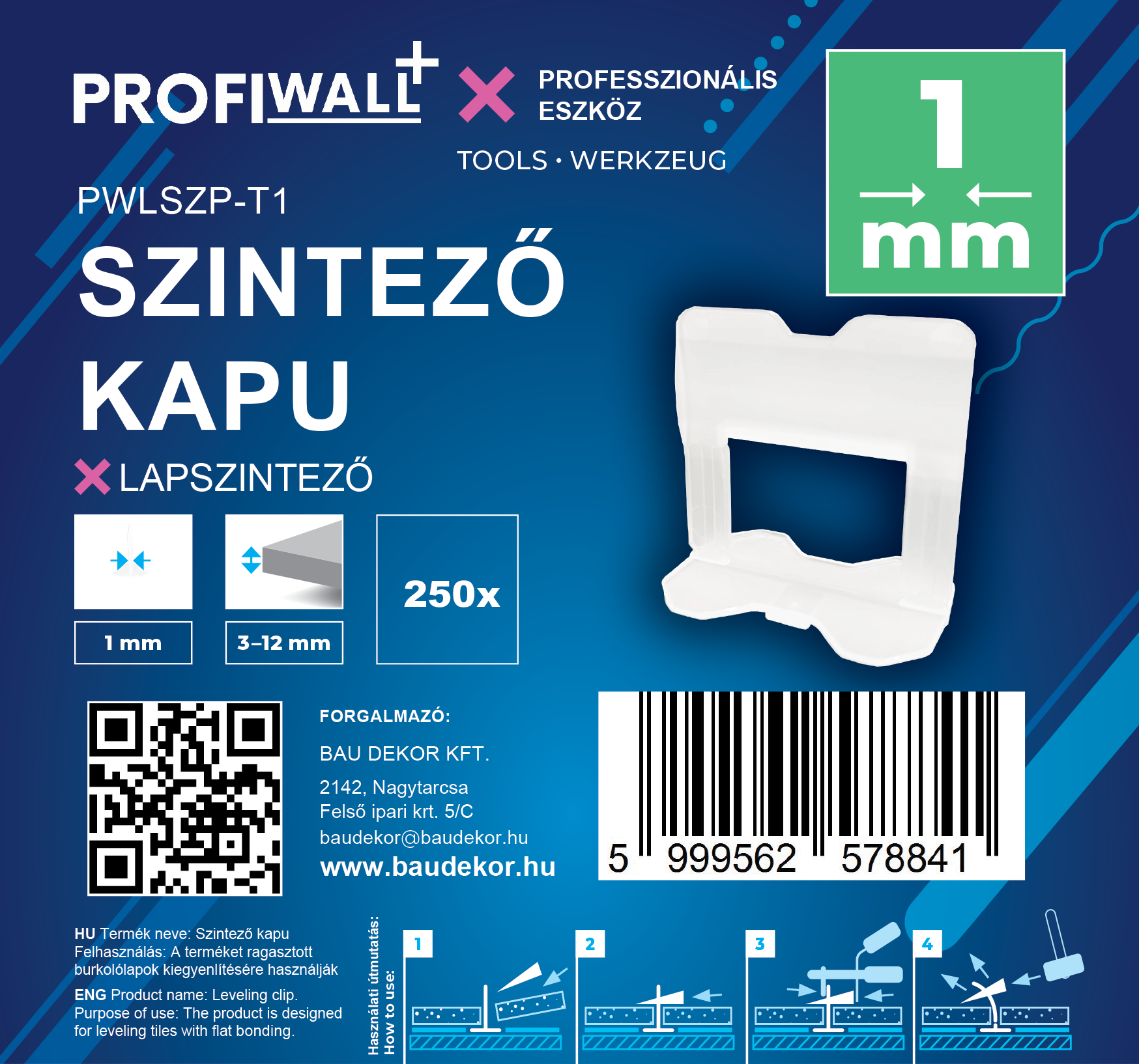 Profi Wall+ lapszintező távtartó 1 mm, 250 db